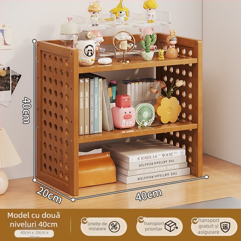 Raft de birou cu design în straturi și separatoare reglabile, tablă cu găuri pentru organizare, model 0010