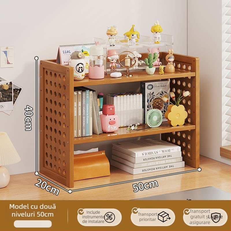 Raft de birou cu design în straturi și separatoare reglabile, tablă cu găuri pentru organizare, model 0010