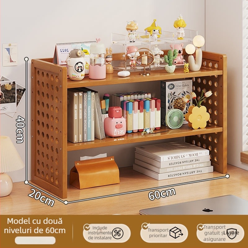 Raft de birou cu design în straturi și separatoare reglabile, tablă cu găuri pentru organizare, model 0010