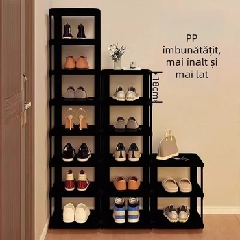 Raft de pantofi vertical din plastic, 9 niveluri, pentru hol – dulap de pantofi casnic, demontabil