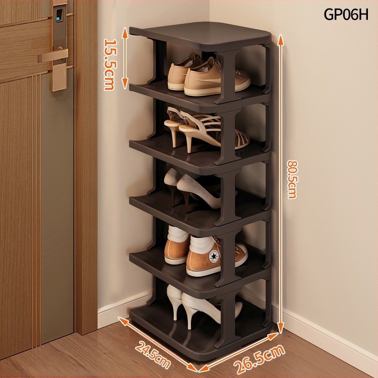 Raft de pantofi vertical din plastic, 9 niveluri, pentru hol – dulap de pantofi casnic, demontabil