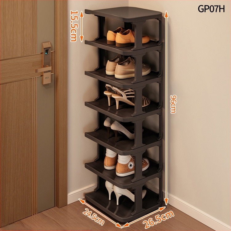 Raft de pantofi vertical din plastic, 9 niveluri, pentru hol – dulap de pantofi casnic, demontabil