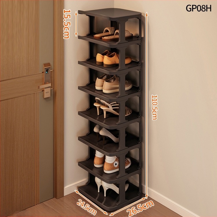 Raft de pantofi vertical din plastic, 9 niveluri, pentru hol – dulap de pantofi casnic, demontabil