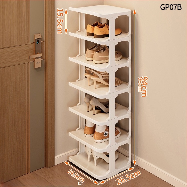 Raft de pantofi vertical din plastic, 9 niveluri, pentru hol – dulap de pantofi casnic, demontabil
