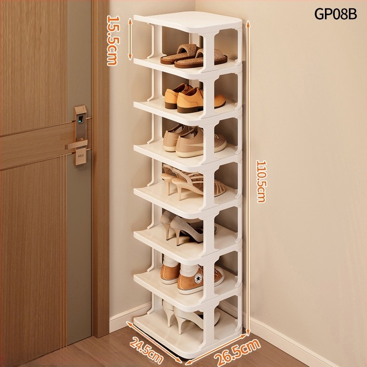 Raft de pantofi vertical din plastic, 9 niveluri, pentru hol – dulap de pantofi casnic, demontabil
