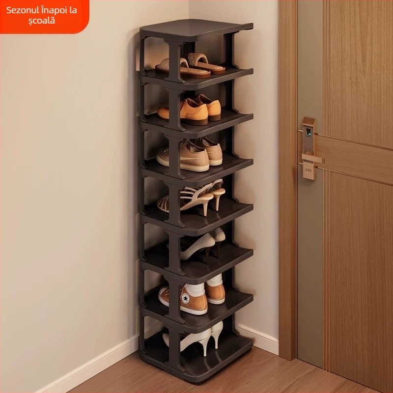 Raft de pantofi vertical din plastic, 9 niveluri, pentru hol – dulap de pantofi casnic, demontabil