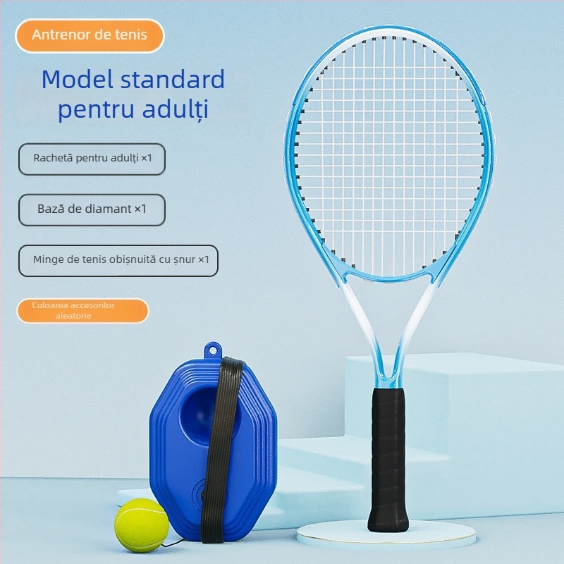 Rachetă de antrenament tenis – ramă din aluminiu; greutate 95–100 g; grosime mâner G1; tip rachetă: lovitura dreaptă; material șnur: nylon