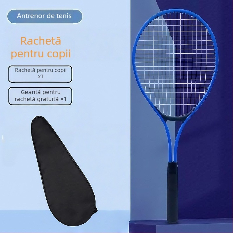 Rachetă de antrenament tenis – ramă din aluminiu; greutate 95–100 g; grosime mâner G1; tip rachetă: lovitura dreaptă; material șnur: nylon