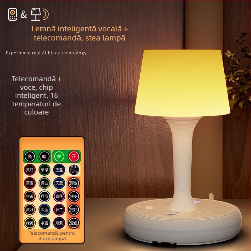 Lampă de birou LED inteligentă, control vocal, priză USB, 10A/250V, certificat CCC, destinată utilizării în casă, cămine și spații comerciale