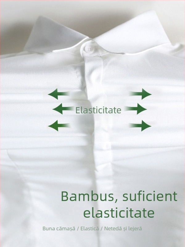 Bluză de damă cu mânecă lungă pentru toamnă, croială office, fără călcare, amestec bambus și poliester (30-50% fiecare), logo brodat, guler pătrat.