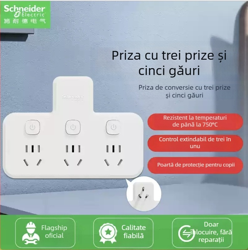 Schneider Electric prelungitor USB cu mai multe prize, 10A, 220V, 2000W, tip 86, noul standard național