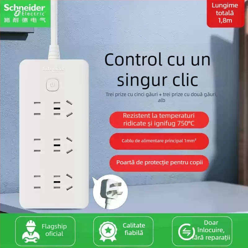 Schneider Electric prelungitor USB cu mai multe prize, 10A, 220V, 2000W, tip 86, noul standard național
