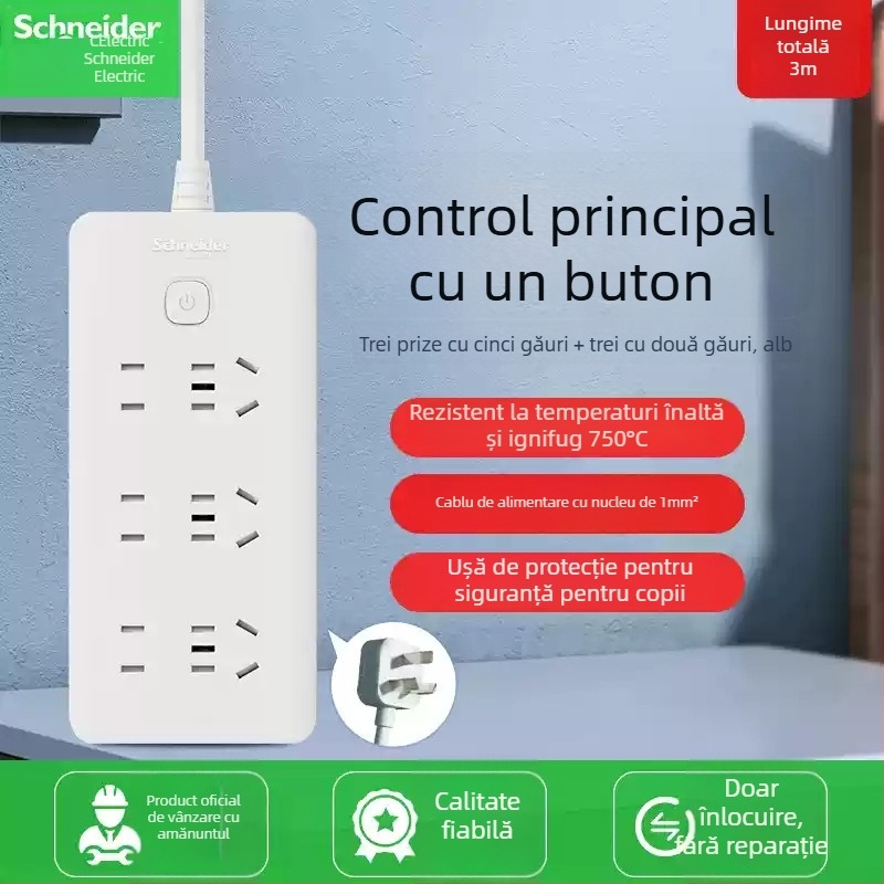 Schneider Electric prelungitor USB cu mai multe prize, 10A, 220V, 2000W, tip 86, noul standard național