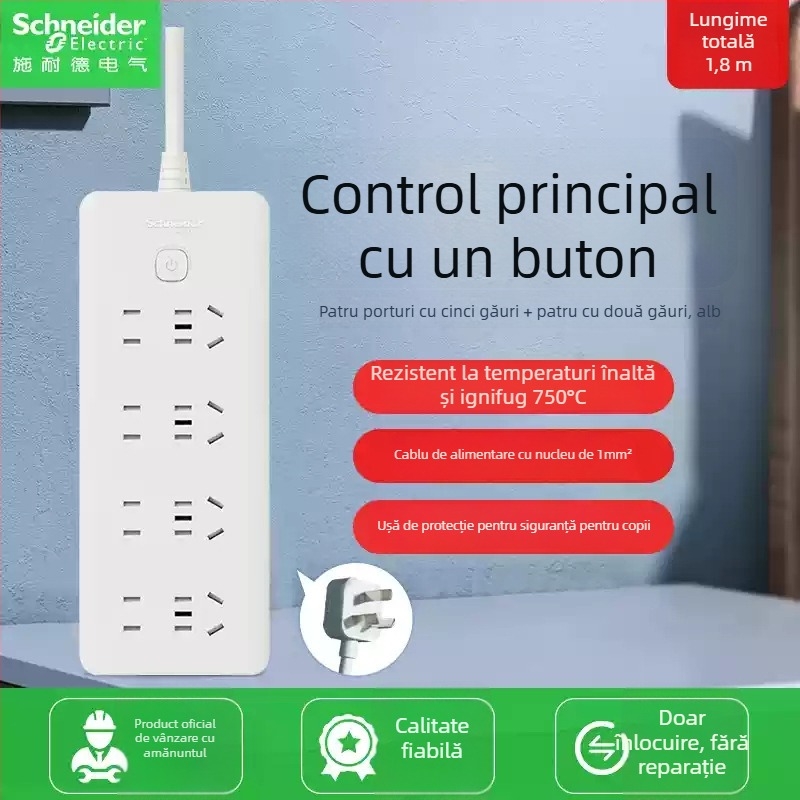 Schneider Electric prelungitor USB cu mai multe prize, 10A, 220V, 2000W, tip 86, noul standard național