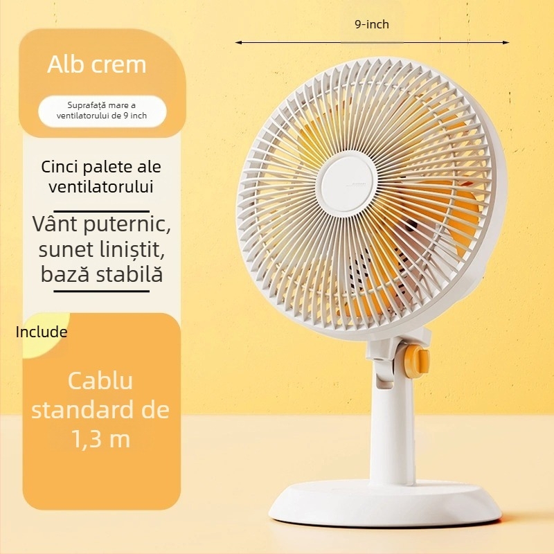 Ventilator mini clip-on / de birou, cu montaj pe perete, 5 palete, motor AC, 2 viteze, alimentare la priză