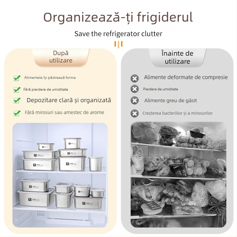 Cutie pentru prânz din oțel inoxidabil 304, cu capac, pătrată, de calitate alimentară, compatibilă cu microunde, capacitate 800–1000 ml