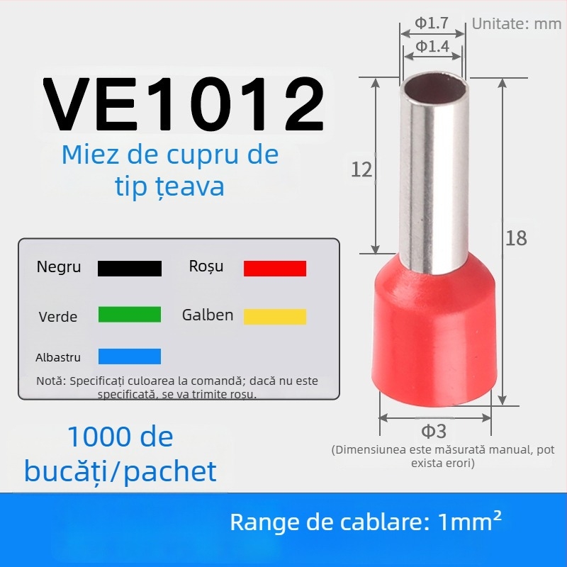 Shen Qibo terminal de tip țeavă E0508 VE1008 E1508, izolat PVC, pentru electricieni