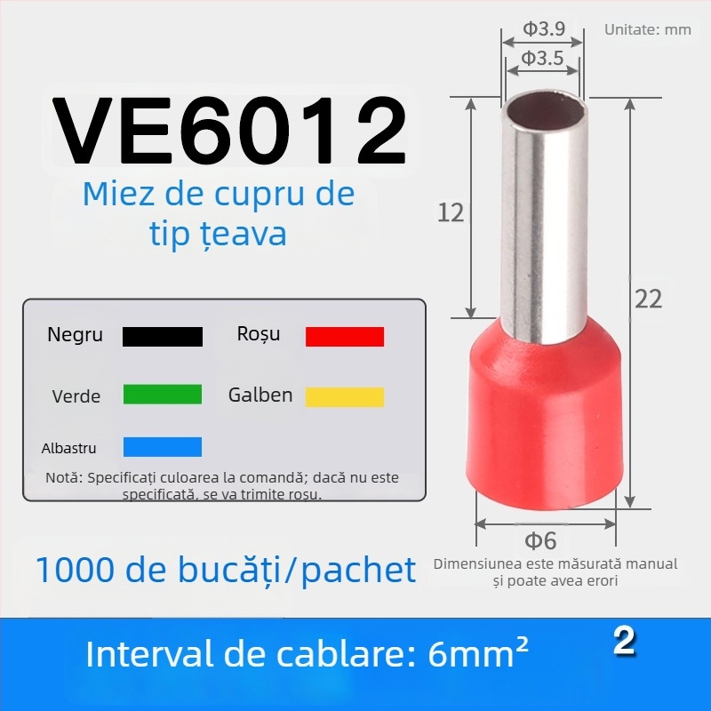 Shen Qibo terminal de tip țeavă E0508 VE1008 E1508, izolat PVC, pentru electricieni