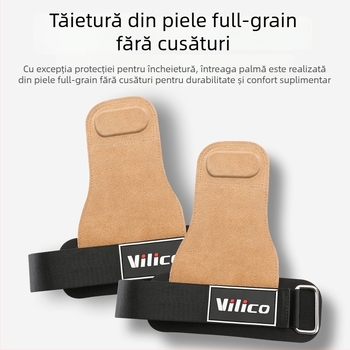 Protecție pentru palmă la ridicarea greutăților – piele de vită, anti-derapant, cu patru degete