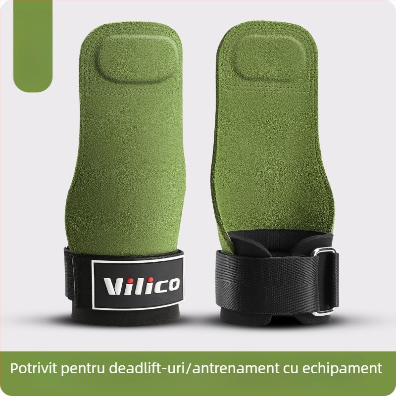 Protecție pentru palmă la ridicarea greutăților – piele de vită, anti-derapant, cu patru degete
