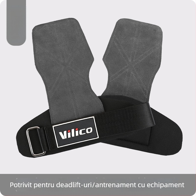Protecție pentru palmă la ridicarea greutăților – piele de vită, anti-derapant, cu patru degete