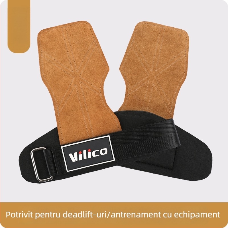 Protecție pentru palmă la ridicarea greutăților – piele de vită, anti-derapant, cu patru degete
