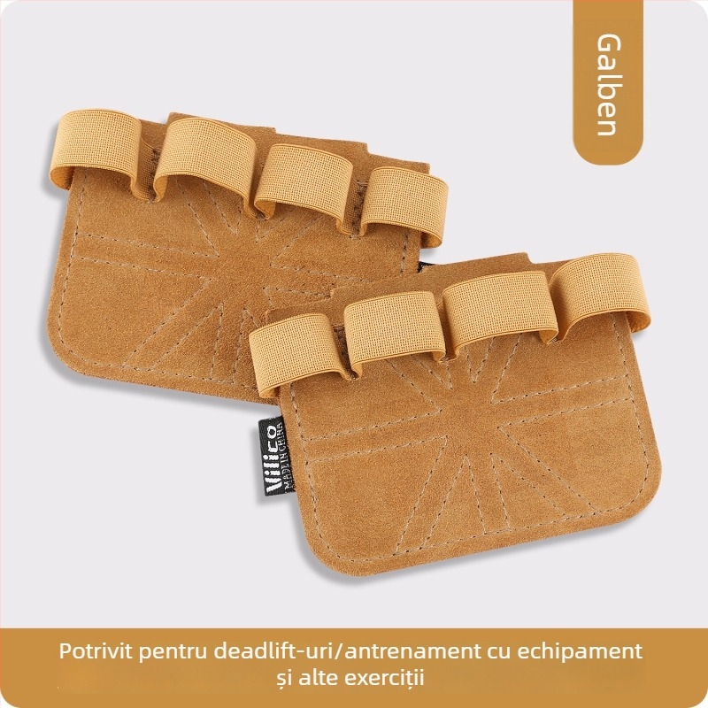 Protecție pentru palmă la ridicarea greutăților – piele de vită, anti-derapant, cu patru degete