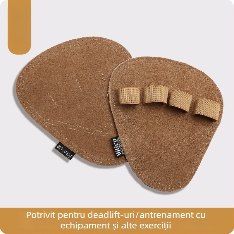 Protecție pentru palmă la ridicarea greutăților – piele de vită, anti-derapant, cu patru degete