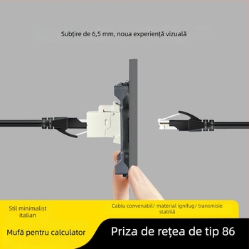 Panou priză rețea tip 86 Cat6 cu două prize — montat pe perete; standard: noul standard național; marcă: Jabra