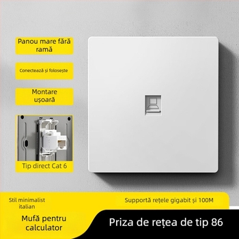 Panou priză rețea tip 86 Cat6 cu două prize — montat pe perete; standard: noul standard național; marcă: Jabra