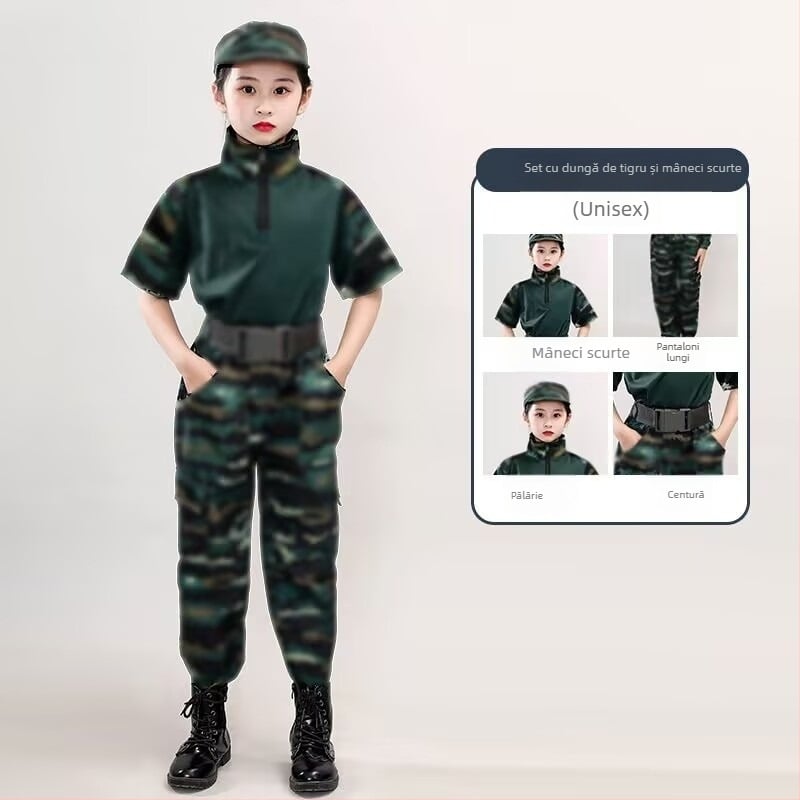 Uniformă de Antrenament cu Model Camuflaj, Impermeabilă, din Amestec de Fibre Chimice; pentru Copii, Unisex, Primăvară-Vară-Toamnă