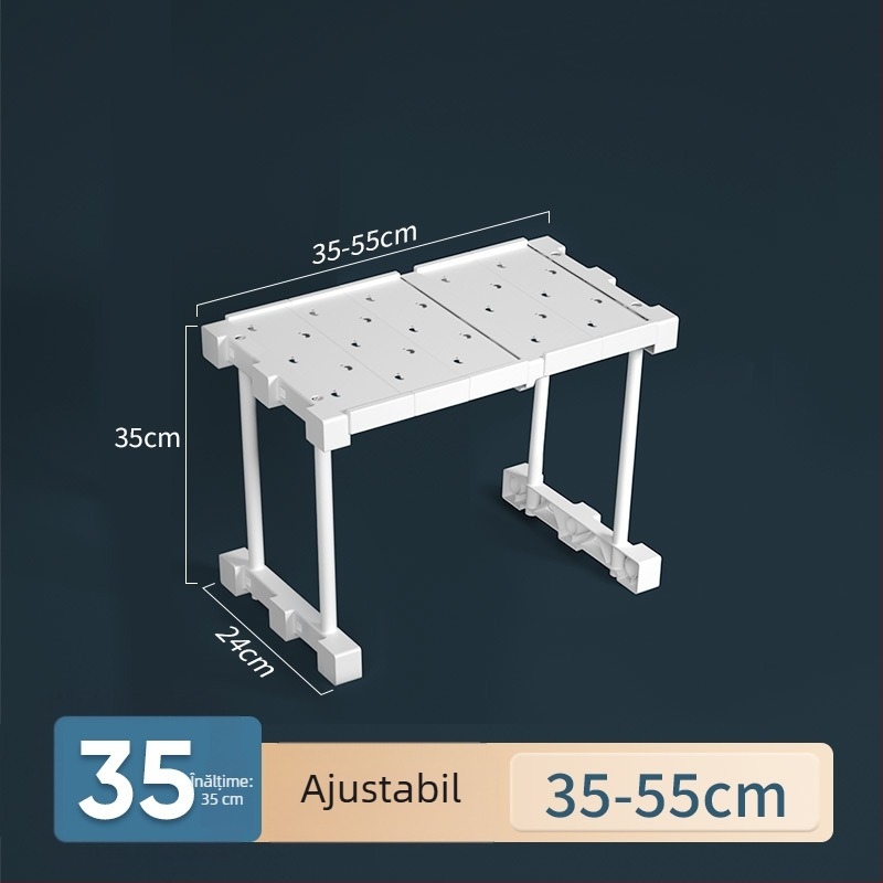 Organizator plastic garderobă cu 7 niveluri și separatoare pentru haine și pantofi, montaj pe birou