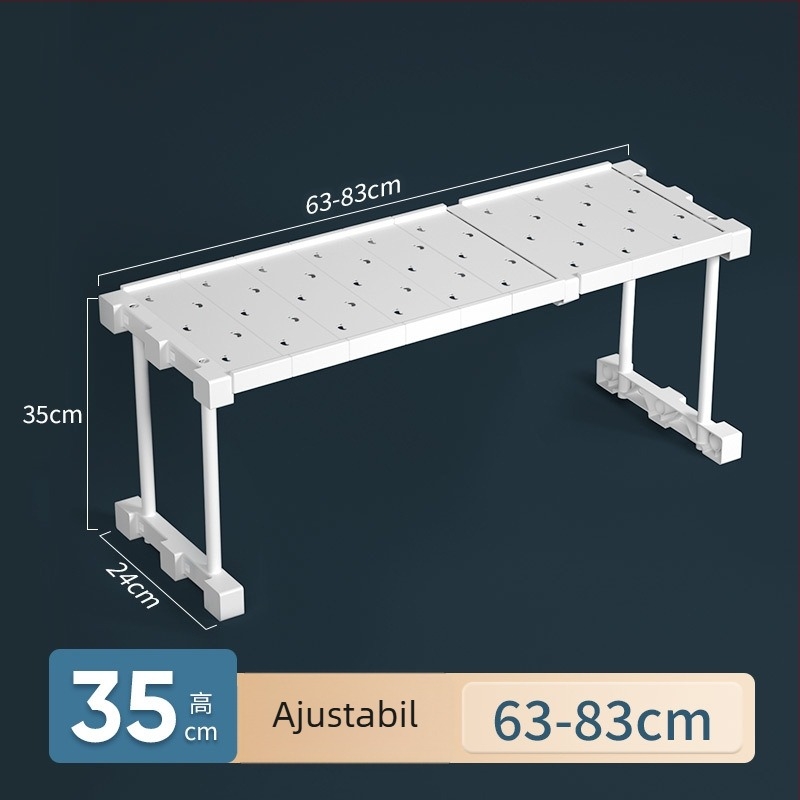 Organizator plastic garderobă cu 7 niveluri și separatoare pentru haine și pantofi, montaj pe birou