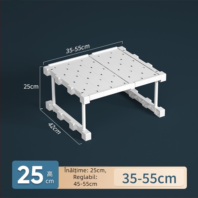 Organizator plastic garderobă cu 7 niveluri și separatoare pentru haine și pantofi, montaj pe birou
