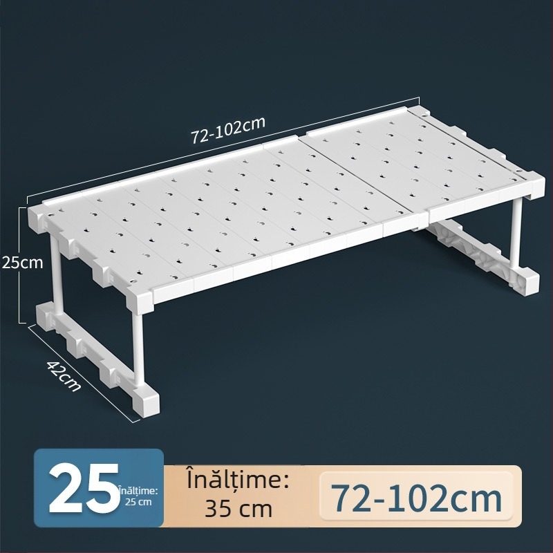 Organizator plastic garderobă cu 7 niveluri și separatoare pentru haine și pantofi, montaj pe birou