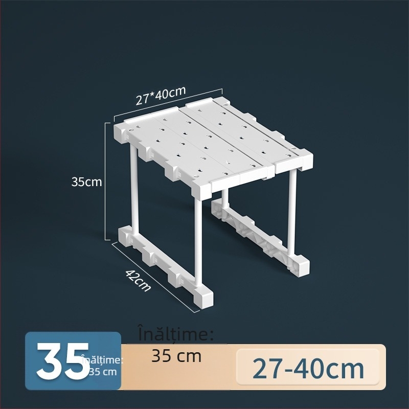 Organizator plastic garderobă cu 7 niveluri și separatoare pentru haine și pantofi, montaj pe birou