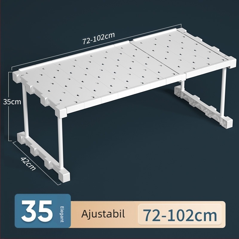 Organizator plastic garderobă cu 7 niveluri și separatoare pentru haine și pantofi, montaj pe birou