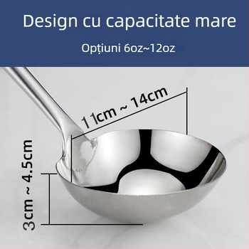 Lingură de gătit din oțel inoxidabil cu mâner din lemn sau oțel – anti-derapare, stil modern minimalist