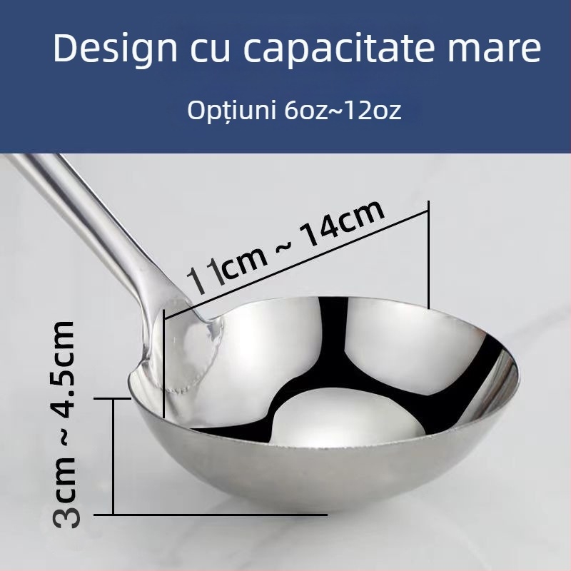 Lingură de gătit din oțel inoxidabil cu mâner din lemn sau oțel – anti-derapare, stil modern minimalist