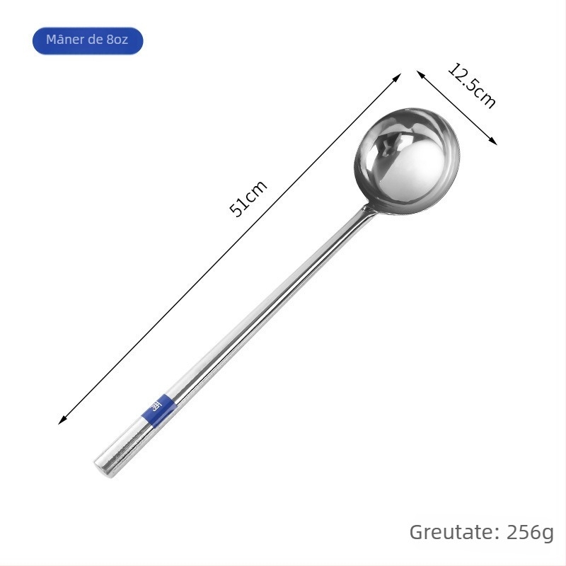 Lingură de gătit din oțel inoxidabil cu mâner din lemn sau oțel – anti-derapare, stil modern minimalist