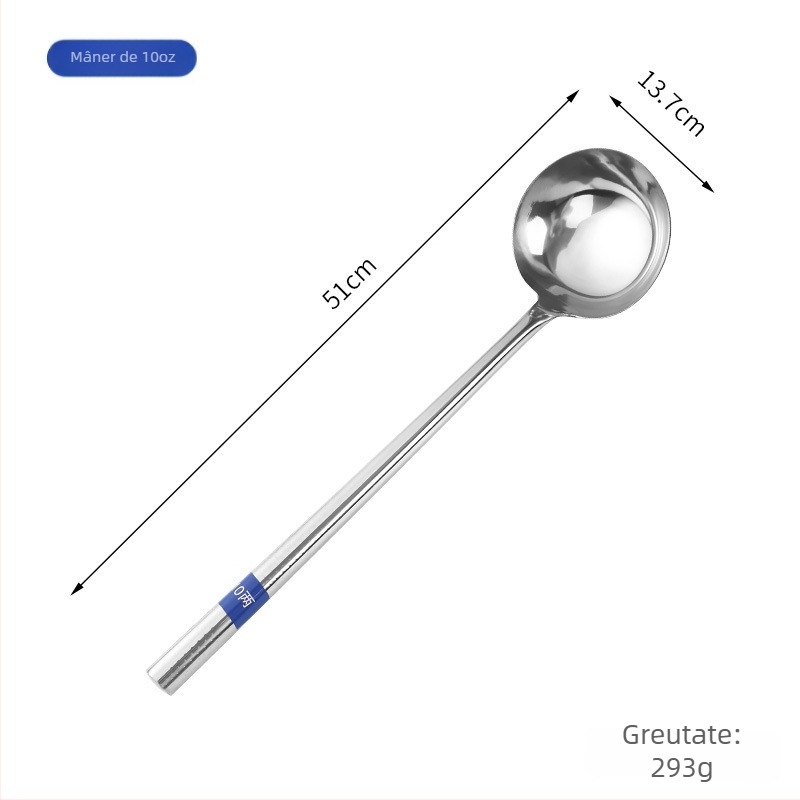 Lingură de gătit din oțel inoxidabil cu mâner din lemn sau oțel – anti-derapare, stil modern minimalist