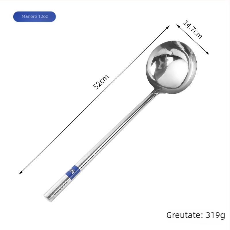 Lingură de gătit din oțel inoxidabil cu mâner din lemn sau oțel – anti-derapare, stil modern minimalist