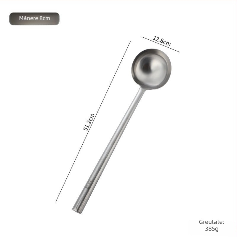 Lingură de gătit din oțel inoxidabil cu mâner din lemn sau oțel – anti-derapare, stil modern minimalist