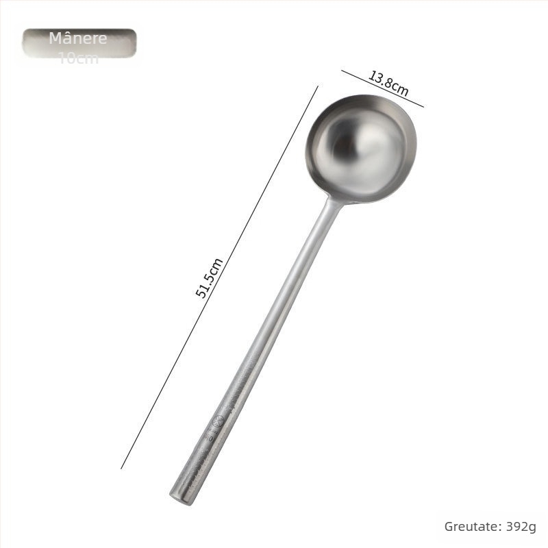 Lingură de gătit din oțel inoxidabil cu mâner din lemn sau oțel – anti-derapare, stil modern minimalist