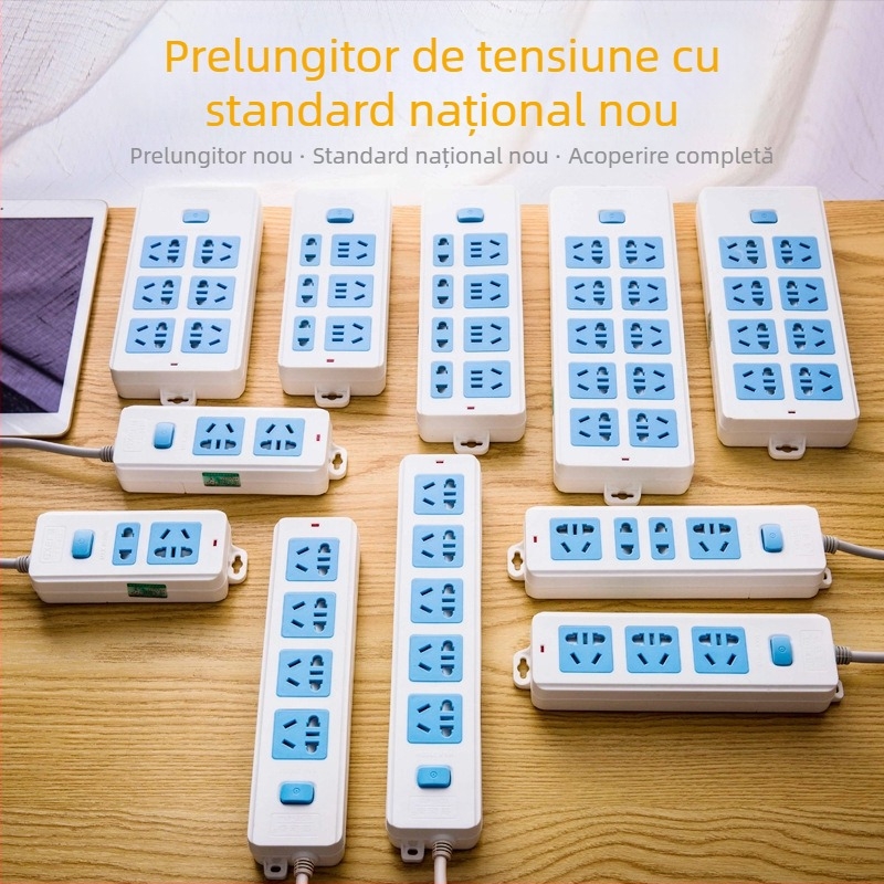 Prelungitor cu întrerupător independent, 3 prize, 10A, 100–250V, 2500W