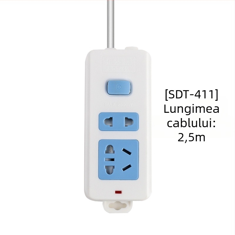 Prelungitor cu întrerupător independent, 3 prize, 10A, 100–250V, 2500W