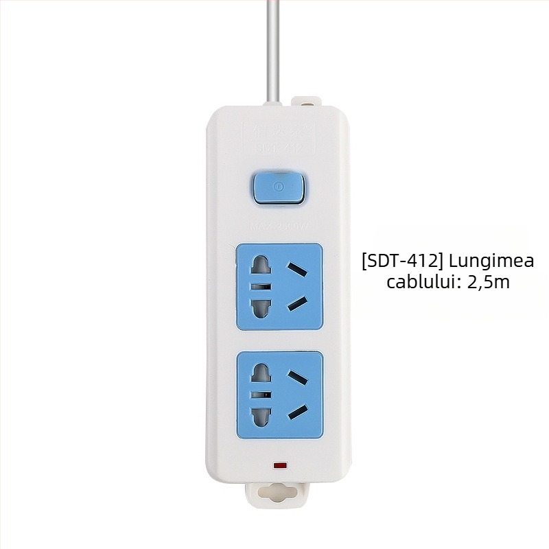 Prelungitor cu întrerupător independent, 3 prize, 10A, 100–250V, 2500W