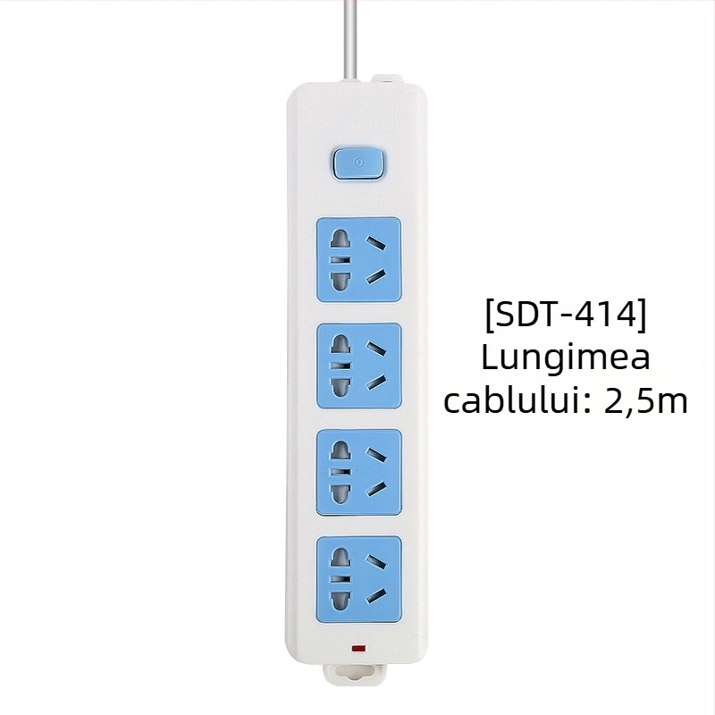 Prelungitor cu întrerupător independent, 3 prize, 10A, 100–250V, 2500W