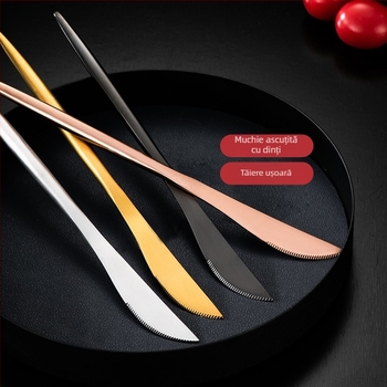 Thread Rabbit Set tacâmuri din oțel inoxidabil 304 — cuțit, furculiță și lingură, lustruire oglindă, culoare solidă, stil modern minimalist