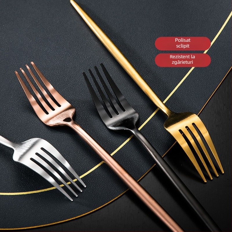 Thread Rabbit Set tacâmuri din oțel inoxidabil 304 — cuțit, furculiță și lingură, lustruire oglindă, culoare solidă, stil modern minimalist